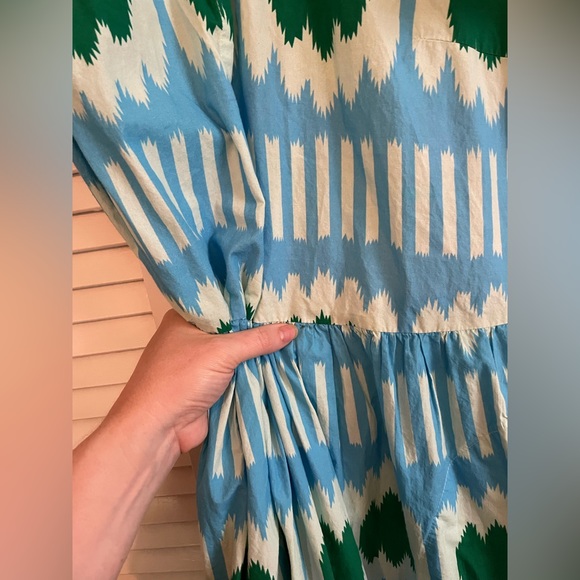 Oliphant v neck maxi ikat blue large green and blue dress - Picture 8 of 11
